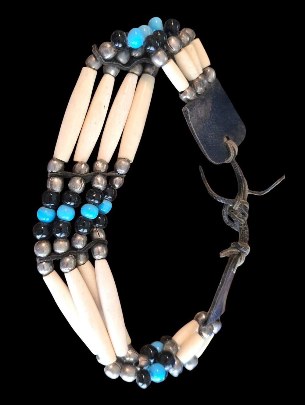 Vintage | Multi-Strand Faux Turquoise & Cream Beaded Bracelet